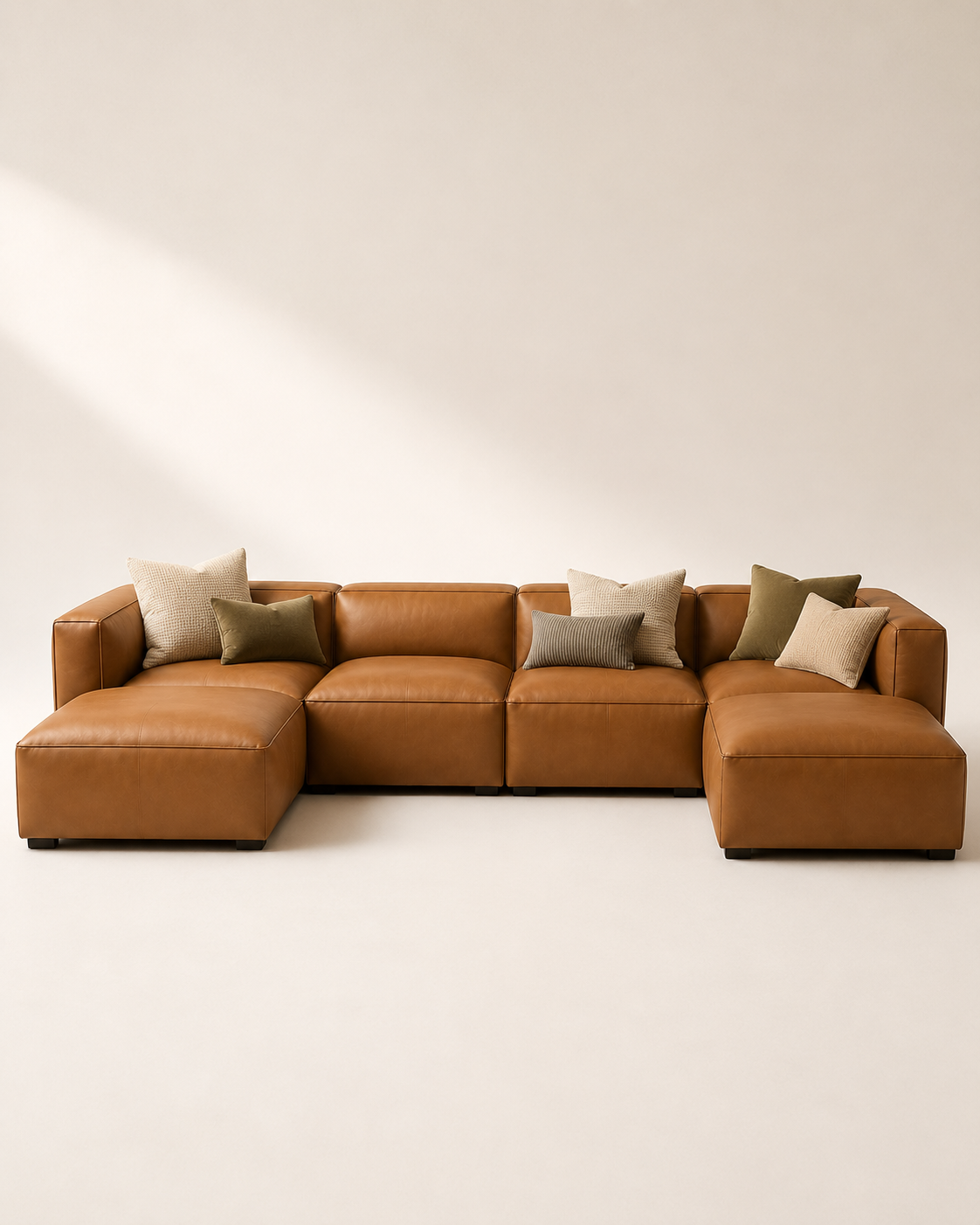 The Auren Modular Sectional: An Effortless Camel Leather Anchor