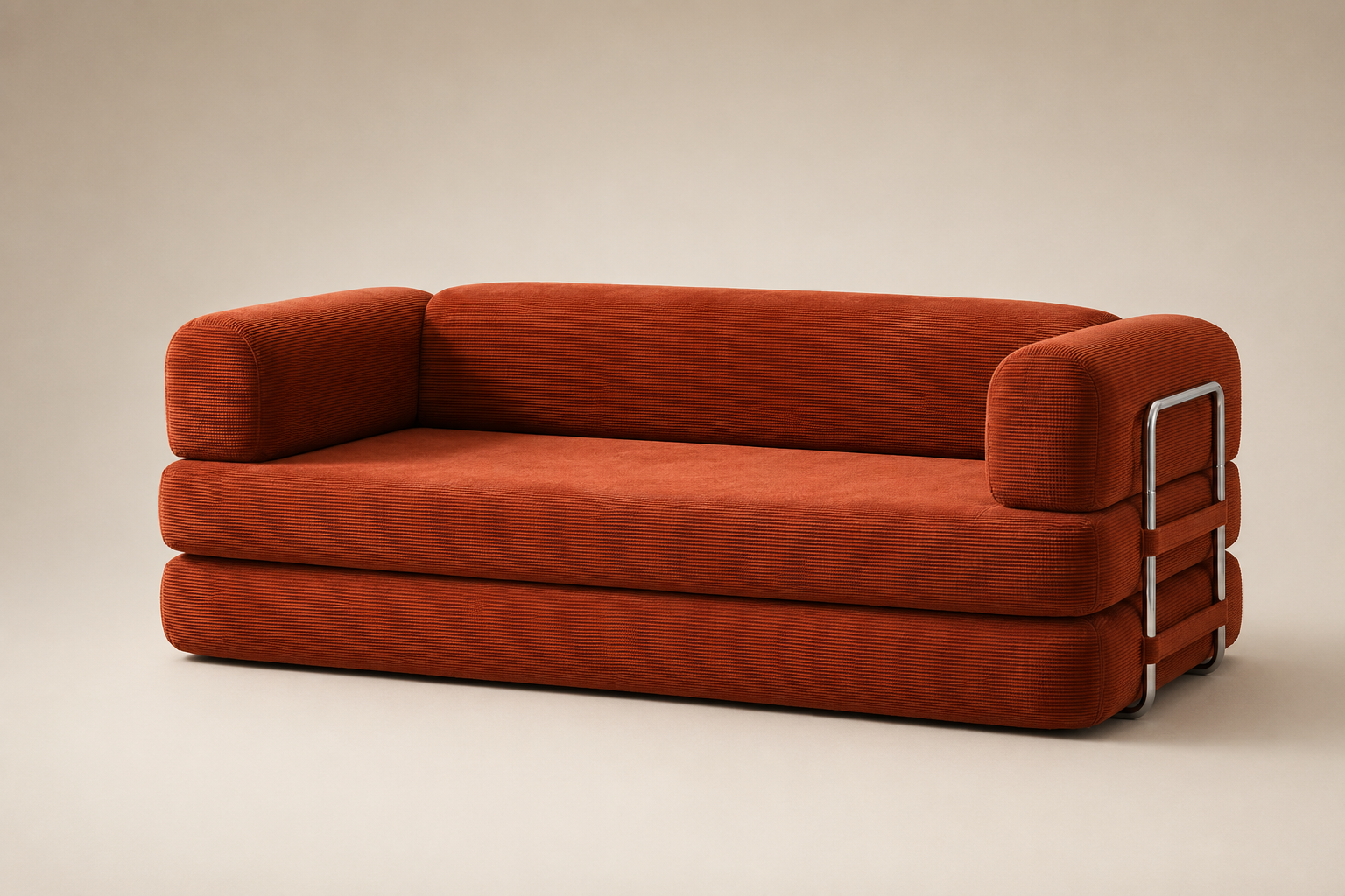 The Rust Corduroy Sleeper Sofa: A Warm Convertible for the Guest Room That Doubles as a Study